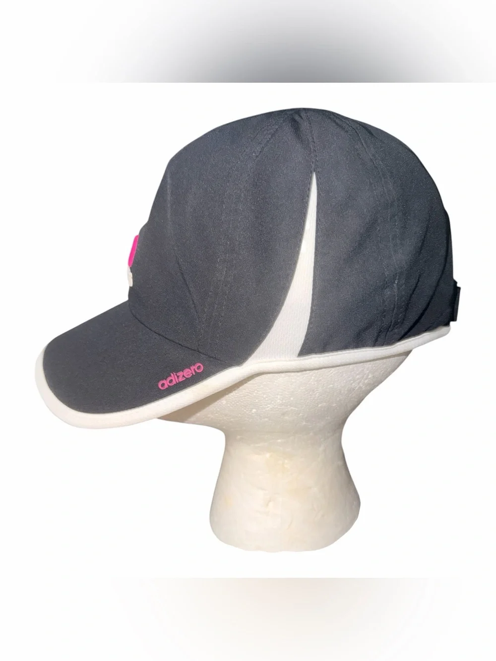 adidas Black Cap with Pink Logo and White Trim
